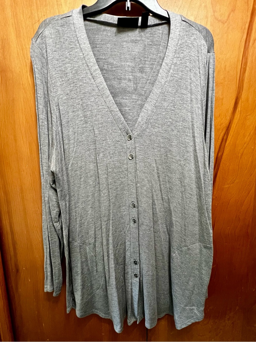 Susan Graver Gray V-Neck Button-Front Cardigan